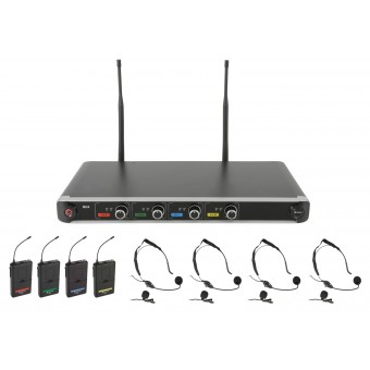 Headset and Lavalier Radio Quad UHF Wireless Microphone System - NU4