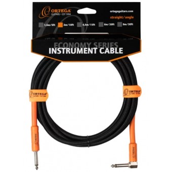 Ortega 10ft Instrument Cable Angled Jack- 10 Pack