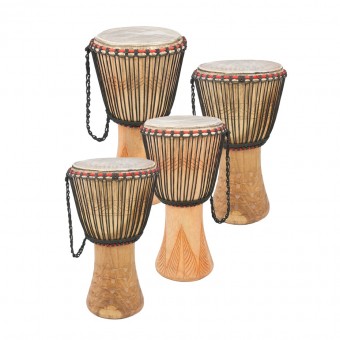 Percussion Plus PP664-4PK Ghanaian Djembe Pack - rope tuned - 4 pack